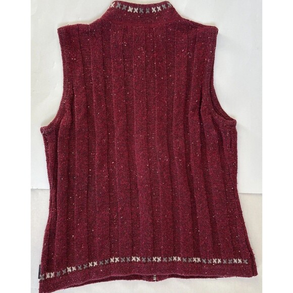 Ladies Woolrich Ruby Heather Wool Blend Embroidered Zip Sweater Vest Size M - Picture 7 of 7